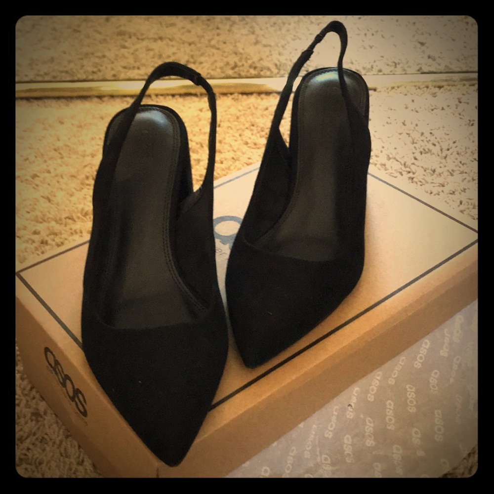 ASOS Samson (black block heel slingbacks)